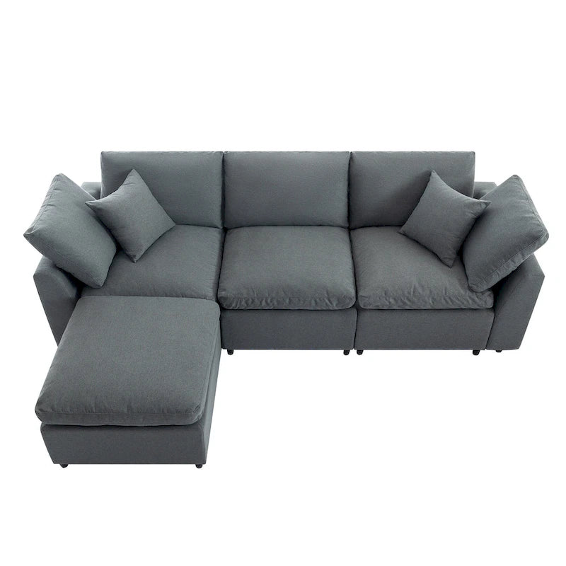 U_STYLE Down Filled Upholstery Convertible Sectional Sofa, L Shaped Couch with Reversible Chaise