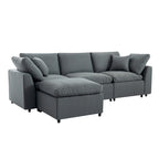 U_STYLE Down Filled Upholstery Convertible Sectional Sofa, L Shaped Couch with Reversible Chaise