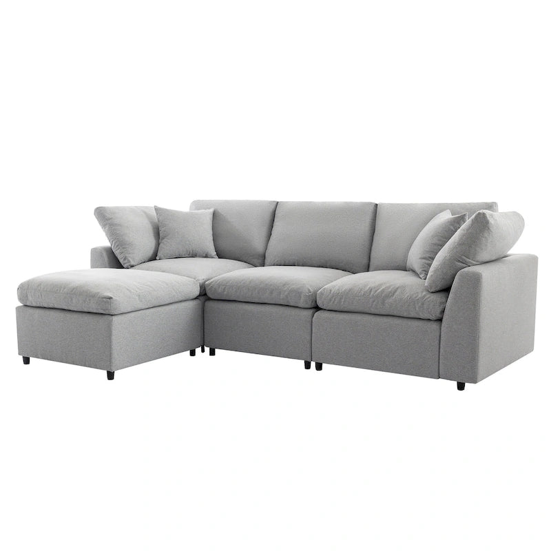 U_STYLE Down Filled Upholstery Convertible Sectional Sofa, L Shaped Couch with Reversible Chaise