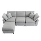 U_STYLE Down Filled Upholstery Convertible Sectional Sofa, L Shaped Couch with Reversible Chaise