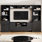 Meuble mural U-Can 4 pièces avec 13 étagères, 8 tiroirs et 2 armoires, meuble TV multifonctionnel avec meuble de rangement multimédia