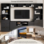 Meuble mural U-Can 4 pièces avec 13 étagères, 8 tiroirs et 2 armoires, meuble TV multifonctionnel avec meuble de rangement multimédia