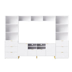 Meuble mural U-Can 4 pièces avec 13 étagères, 8 tiroirs et 2 armoires, meuble TV multifonctionnel avec meuble de rangement multimédia