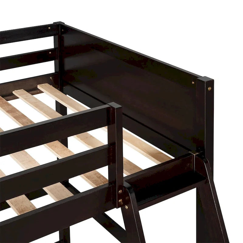 Lit mezzanine simple en bois massif Merax avec échelle
