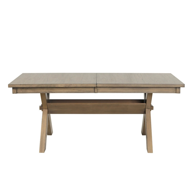 Table de salle à manger extensible Roundhill Furniture Raven Wood Trestle avec rallonge, pin glacé marron