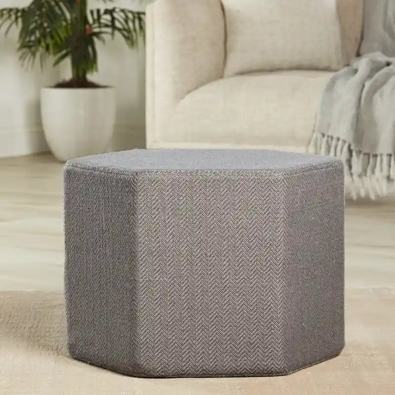 Rhodes Solid Gray Pouf/ Floor Pillow