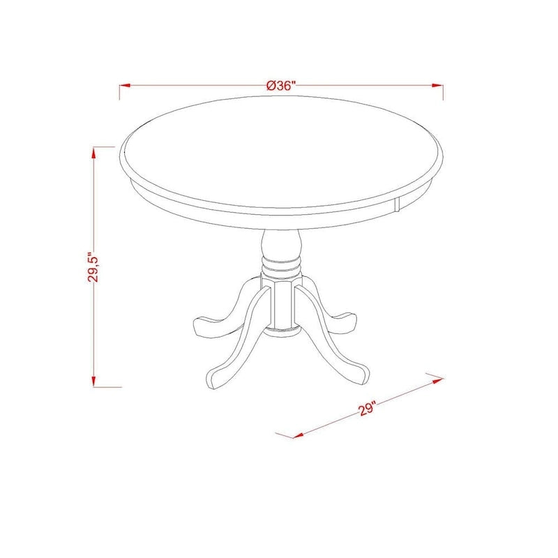 Table de salle à manger East West Furniture - Plateau de table de cuisine rond avec base piédestal, (finitions disponibles)