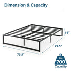 Priage by ZINUS Black Metal Platform Bed Frame