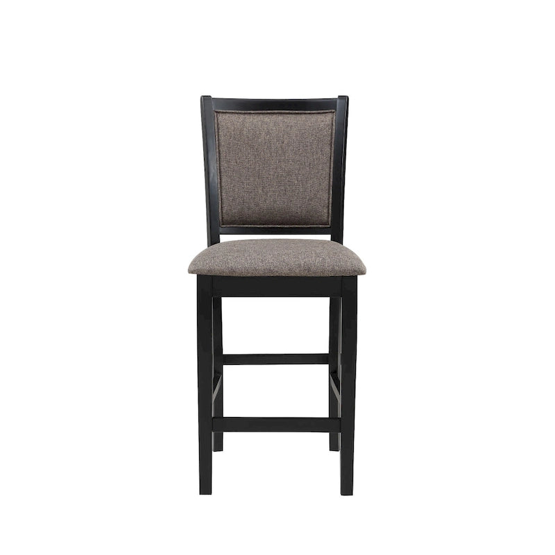 Ensemble de table de comptoir ronde 5 pièces Jeremy 42 pouces avec siège en tissu, marron et noir