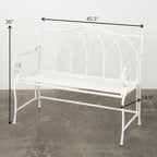 Sullivans Crisp White Metal Garden Bench 36H White - 45.5L x 18.5W x 36H