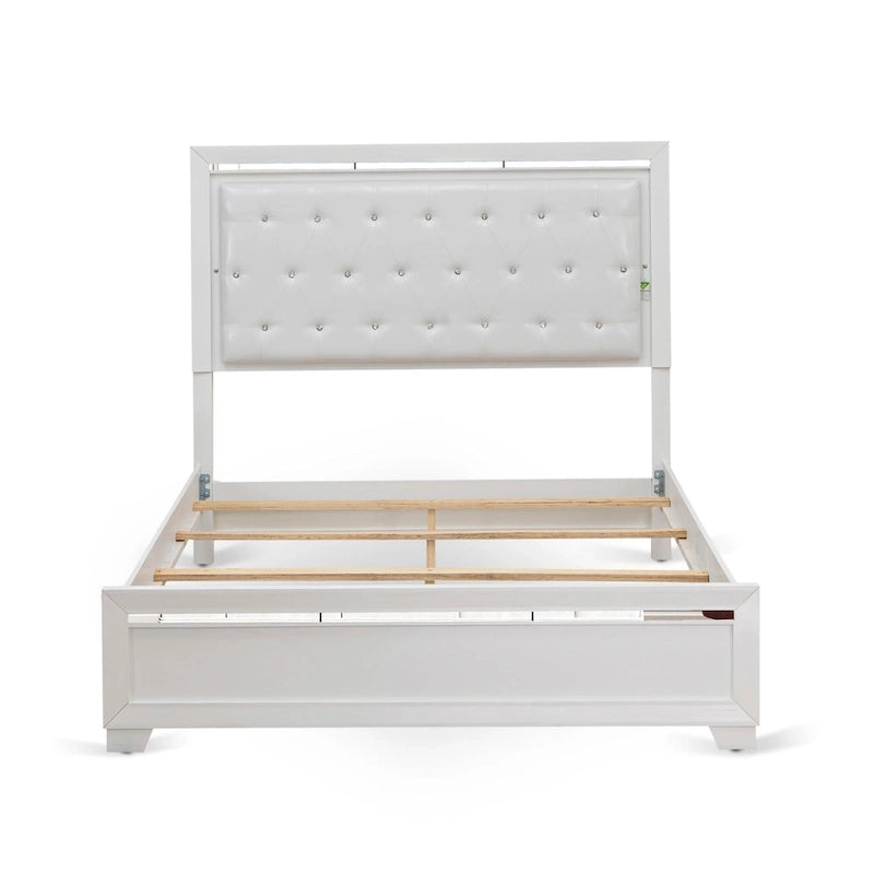 Ensemble de chambre queen Pandora en bois de East West Furniture avec un lit queen Cadres de finition blanche (Option de pièces)