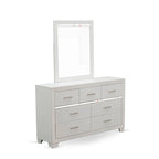 Ensemble de chambre queen Pandora en bois de East West Furniture avec un lit queen Cadres de finition blanche (Option de pièces)
