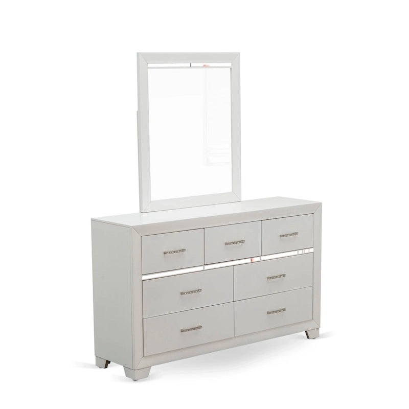 Ensemble de chambre queen Pandora en bois de East West Furniture avec un lit queen Cadres de finition blanche (Option de pièces)
