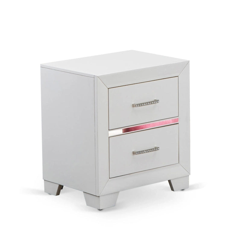 Ensemble de chambre queen Pandora en bois de East West Furniture avec un lit queen Cadres de finition blanche (Option de pièces)