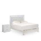 Ensemble de chambre queen Pandora en bois de East West Furniture avec un lit queen Cadres de finition blanche (Option de pièces)