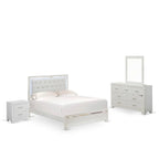 Ensemble de chambre queen Pandora en bois de East West Furniture avec un lit queen Cadres de finition blanche (Option de pièces)