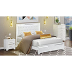 Ensemble de chambre queen Pandora en bois de East West Furniture avec un lit queen Cadres de finition blanche (Option de pièces)