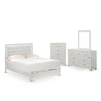 Ensemble de chambre queen Pandora en bois de East West Furniture avec un lit queen Cadres de finition blanche (Option de pièces)