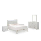 Ensemble de chambre queen Pandora en bois de East West Furniture avec un lit queen Cadres de finition blanche (Option de pièces)
