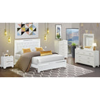 Ensemble de chambre queen Pandora en bois de East West Furniture avec un lit queen Cadres de finition blanche (Option de pièces)