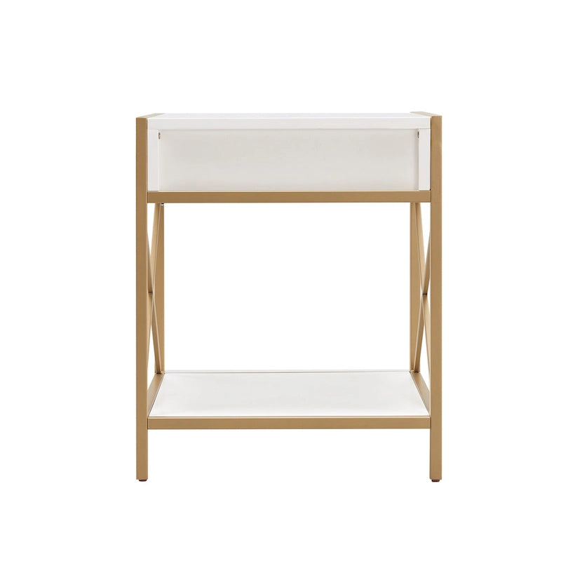 Table d'appoint Claudette en bois et métal mixtes avec tiroir