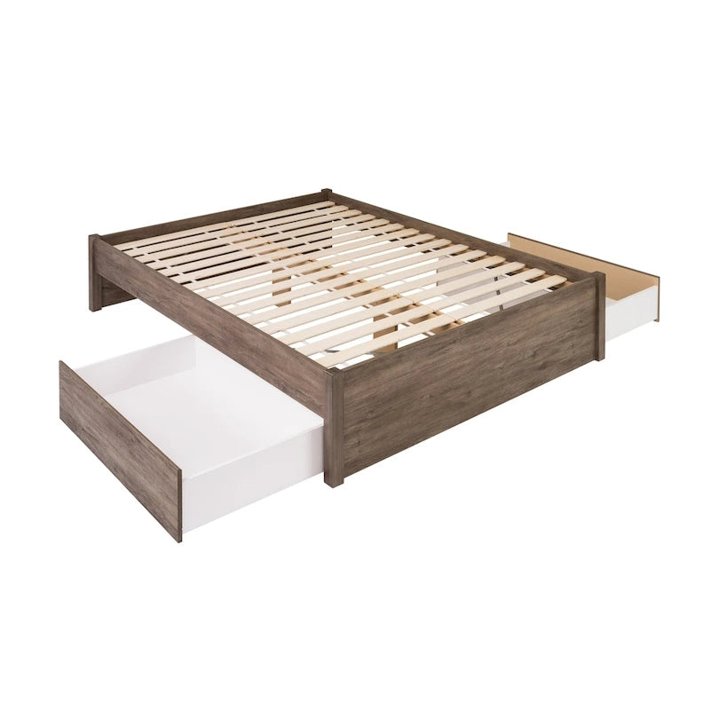 Lit plateforme à 4 montants Prepac Queen Select avec tiroirs en option
