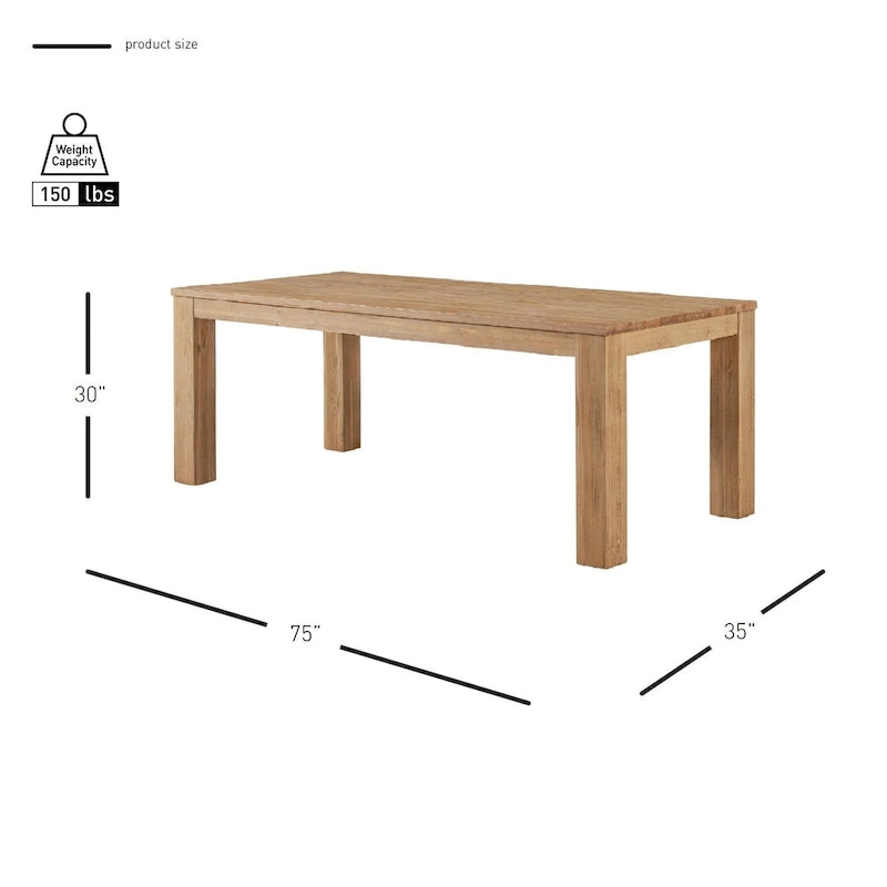 Table à manger rectangulaire Bedford 75 pouces à pieds carrés