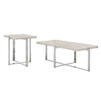 Azel Marble-top Chrome Framed Coffee Table or Table Set by iNSPIRE Q Modern
