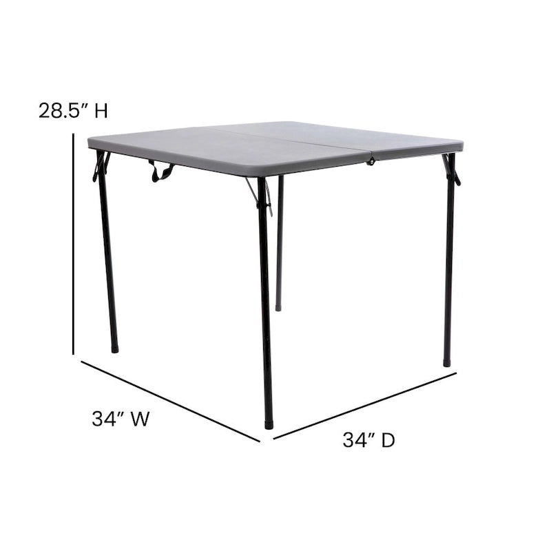 2.83-Foot Square Bi-Fold Plastic Folding Table with Carrying Handle