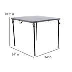 2.83-Foot Square Bi-Fold Plastic Folding Table with Carrying Handle