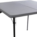 2.83-Foot Square Bi-Fold Plastic Folding Table with Carrying Handle