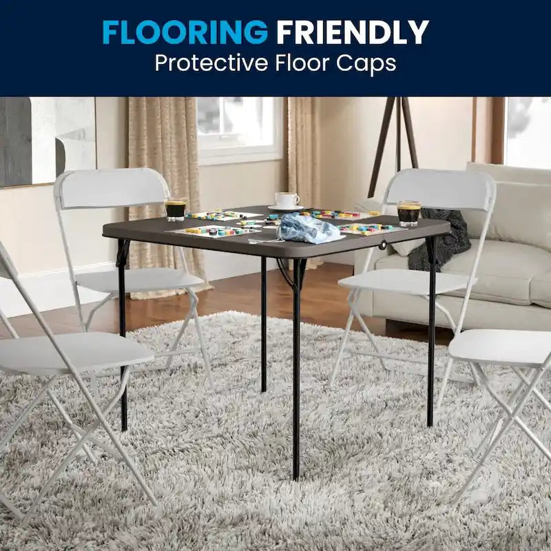 2.83-Foot Square Bi-Fold Plastic Folding Table with Carrying Handle