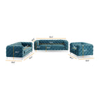 Corvus Aosta Tufted Velvet Loveseat and Sofa Living Room Chesterfield Set