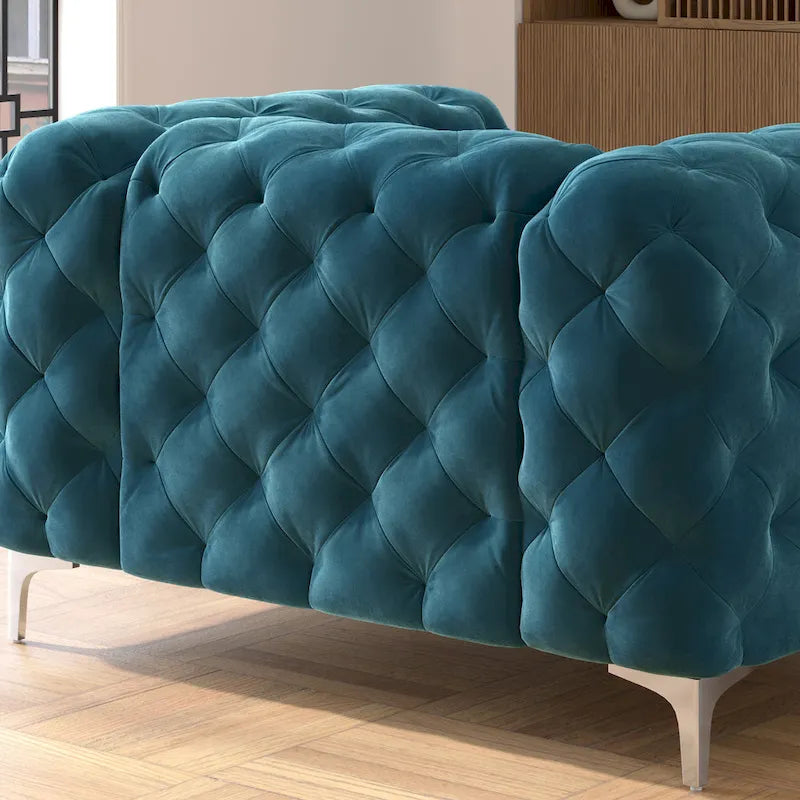 Corvus Aosta Tufted Velvet Loveseat and Sofa Living Room Chesterfield Set