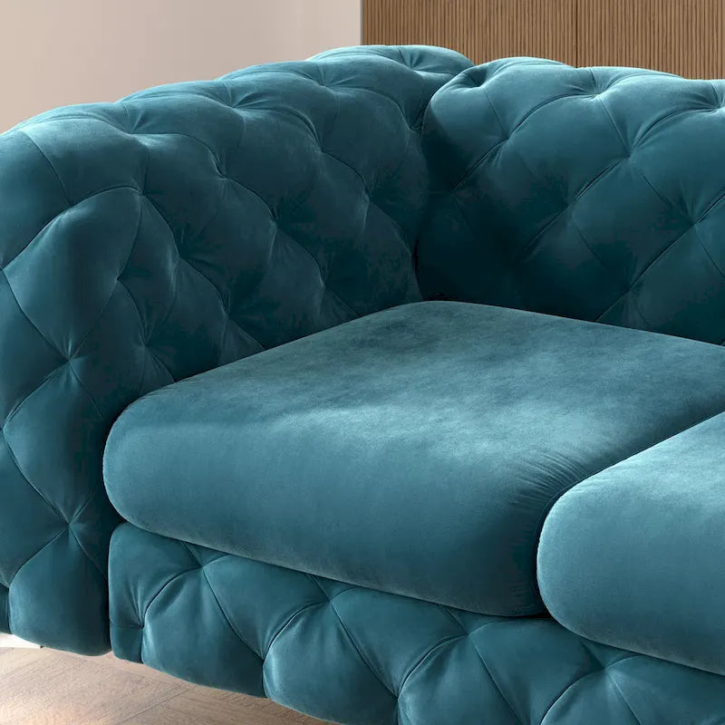 Corvus Aosta Tufted Velvet Loveseat and Sofa Living Room Chesterfield Set