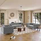 Corvus Aosta Tufted Velvet Loveseat and Sofa Living Room Chesterfield Set
