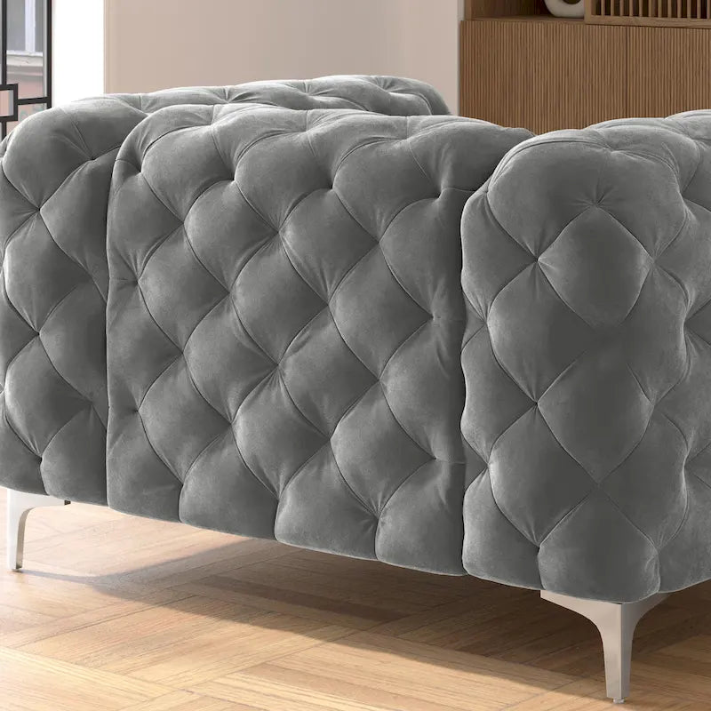 Corvus Aosta Tufted Velvet Loveseat and Sofa Living Room Chesterfield Set