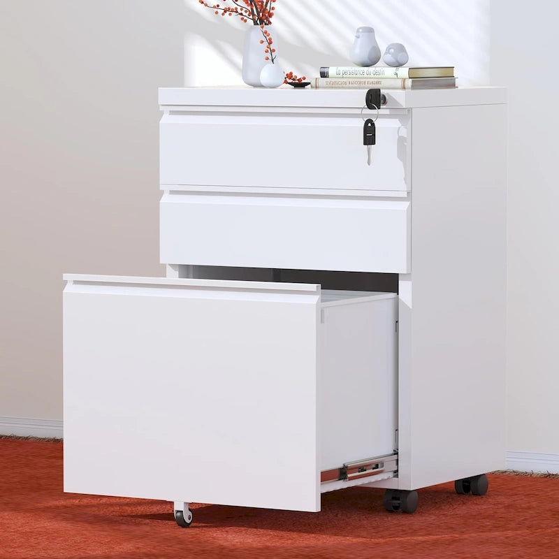 3 Drawer Mobile File Cabinet Lockable Storage Cabinet