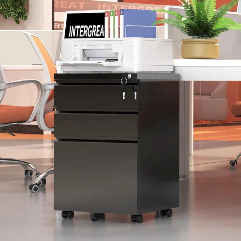 3 Drawer Mobile File Cabinet Lockable Storage Cabinet