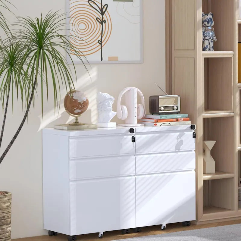 3 Drawer Mobile File Cabinet Lockable Storage Cabinet