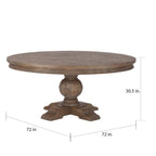 Table à manger ronde en teck vieilli marron Copper Grove Asperg