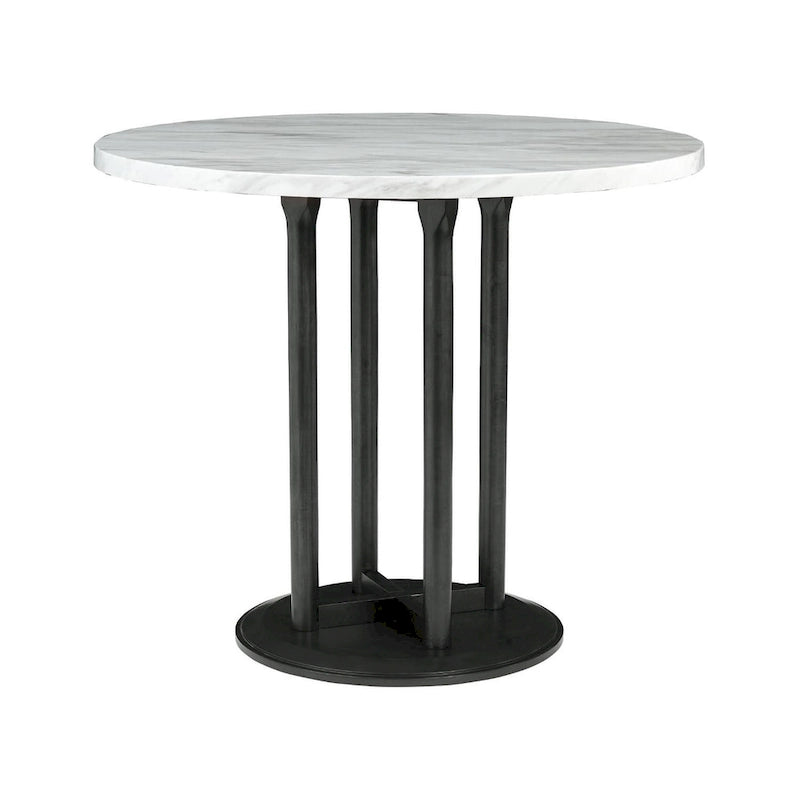 Table haute circulaire Centiar blanc/noir