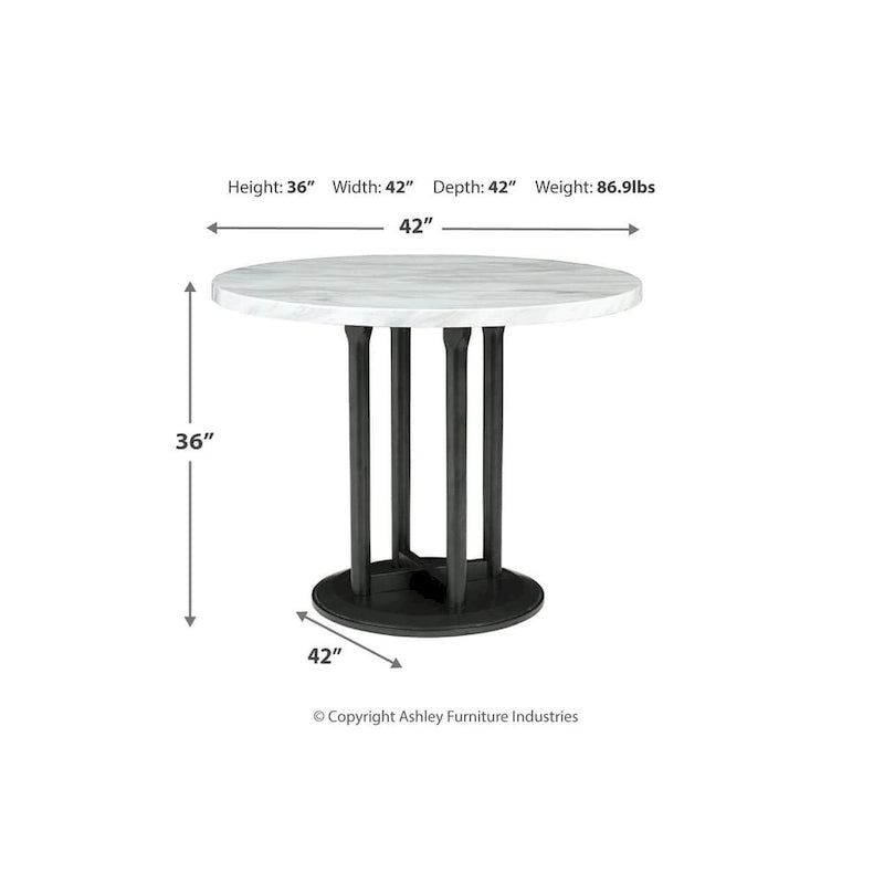 Table haute circulaire Centiar blanc/noir