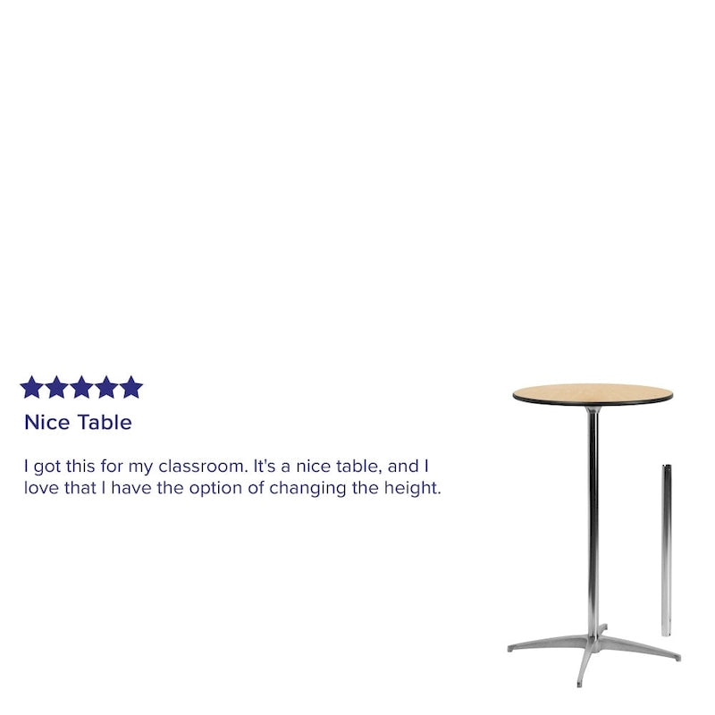 24 Round Wood Cocktail Table with 30 and 42 Columns