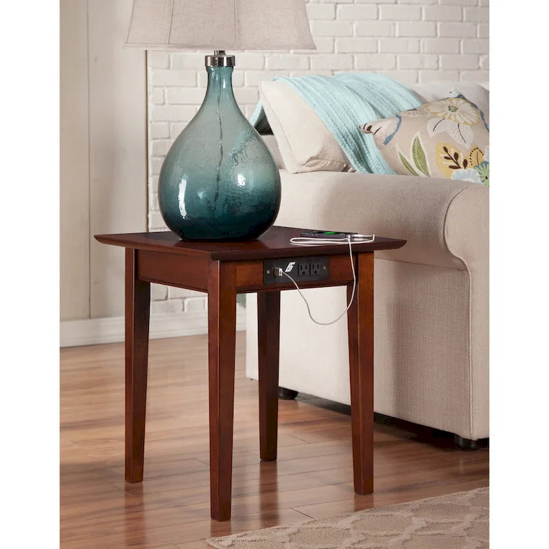 Table d'appoint AFI Shaker avec chargeur, en noyer