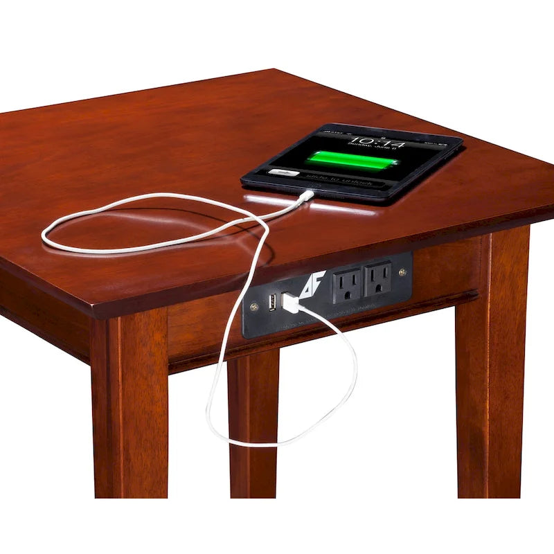 Table d'appoint AFI Shaker avec chargeur, en noyer