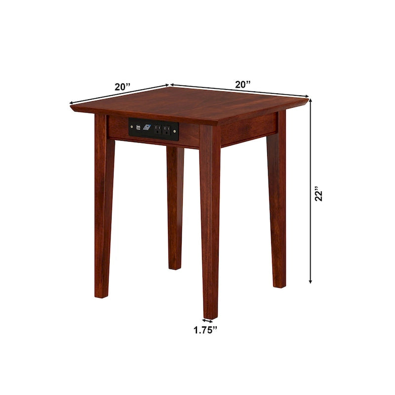 Table d'appoint AFI Shaker avec chargeur, en noyer