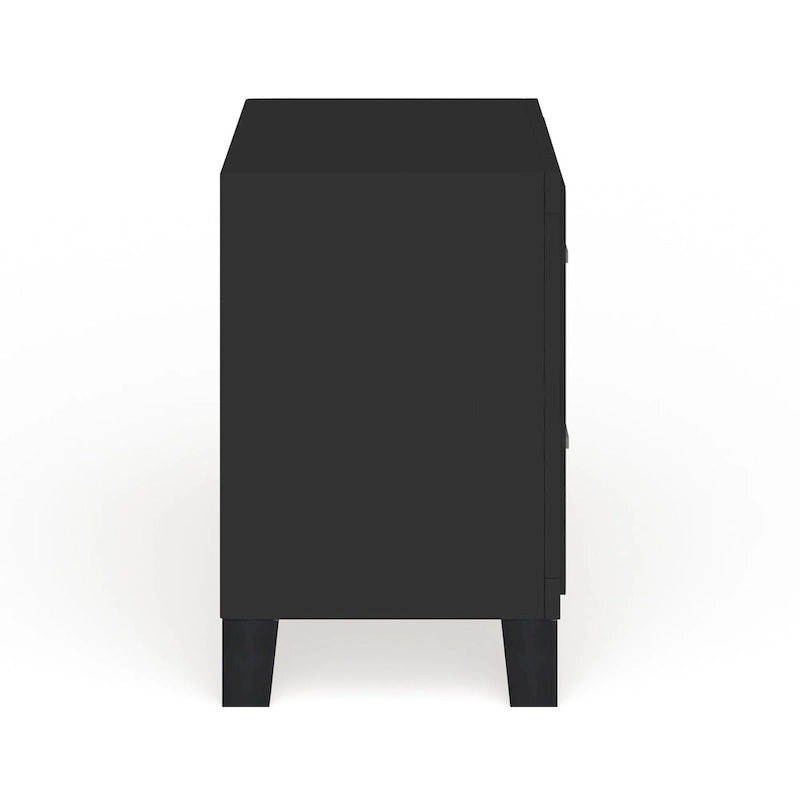 Table de chevet contemporaine Kema en bois massif espresso à 2 tiroirs par Furniture of America
