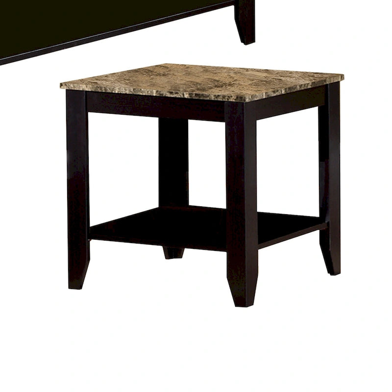 Ensemble de 3 tables d'appoint artistiques avec plateau en marbre, marron