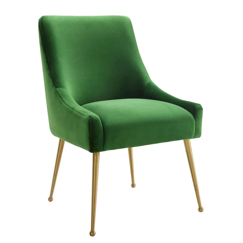 Chaise d'appoint en velours vert Beatrix